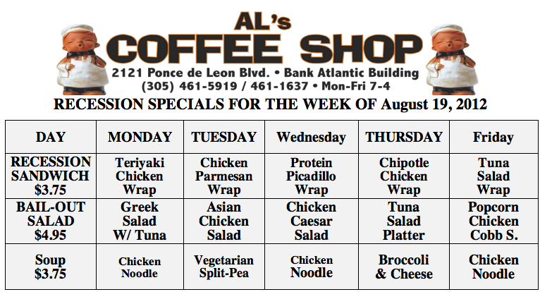 Menu – Welcome to Al's Coffee Shop